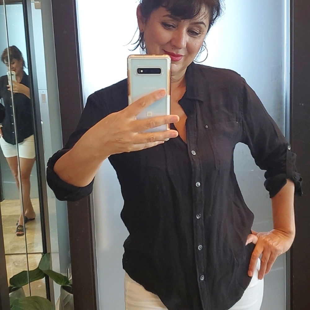 CALVIN KLEIN BLACK SHIRT, SIZE MEDIUM